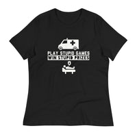Load image into Gallery viewer, Play Stupid Games, Win Stupid Prizes Women&#39;s Relaxed T-Shirt - WG
