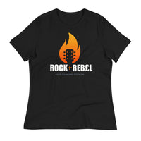 Load image into Gallery viewer, Rock+Reb£llion Flaming Guitar Blanco Women&#39;s Relaxed T-Shirt
