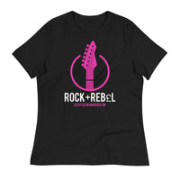 Load image into Gallery viewer, Rock+Reb£llion Guitar C Fucsia Blanco Women&#39;s Relaxed T-Shirt
