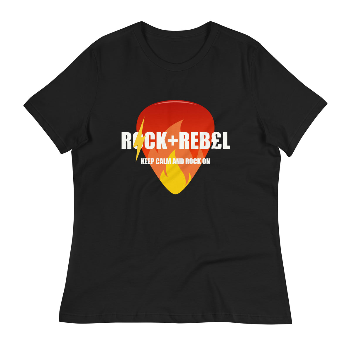 Rock+Reb£llion Flaming Pick Blanco Women's Relaxed T-Shirt