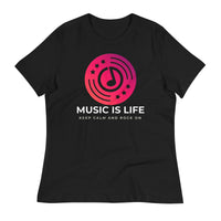 Load image into Gallery viewer, Rock+Reb£llion Music Is Life Blanco Women&#39;s Relaxed T-Shirt
