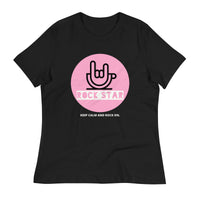 Load image into Gallery viewer, Rock Star - Keep Calm &amp; Rock On Rosa Blanco Women&#39;s Relaxed T-Shirt
