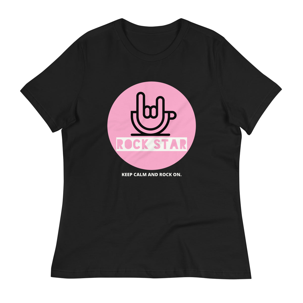 Rock Star - Keep Calm & Rock On Rosa Blanco Women's Relaxed T-Shirt