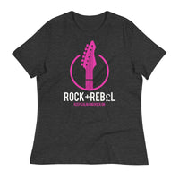 Load image into Gallery viewer, Rock+Reb£llion Guitar C Fucsia Blanco Women&#39;s Relaxed T-Shirt
