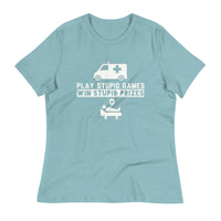 Load image into Gallery viewer, Play Stupid Games, Win Stupid Prizes Women&#39;s Relaxed T-Shirt - WG
