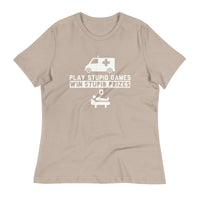 Load image into Gallery viewer, Play Stupid Games, Win Stupid Prizes Women&#39;s Relaxed T-Shirt - WG
