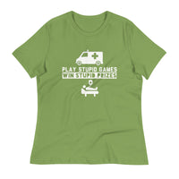 Load image into Gallery viewer, Play Stupid Games, Win Stupid Prizes Women&#39;s Relaxed T-Shirt - WG
