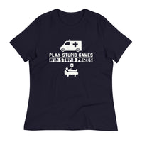 Load image into Gallery viewer, Play Stupid Games, Win Stupid Prizes Women&#39;s Relaxed T-Shirt - WG
