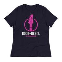 Load image into Gallery viewer, Rock+Reb£llion Guitar C Fucsia Blanco Women&#39;s Relaxed T-Shirt
