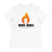 Load image into Gallery viewer, Rock+Reb£llion Flaming Guitar Ngo Women&#39;s Relaxed T-Shirt
