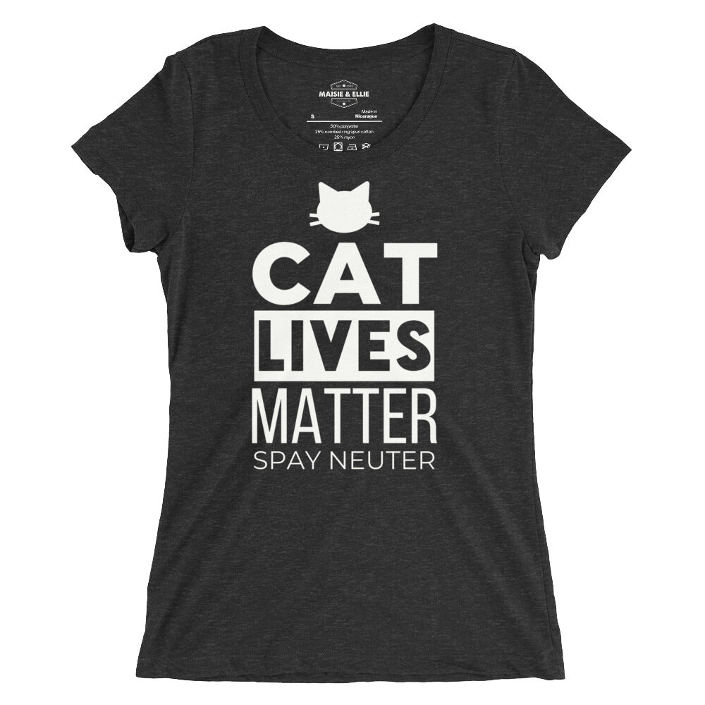 Cat Lives Matter Blanco Women's Tri-Blend Slim Fit T-Shirt