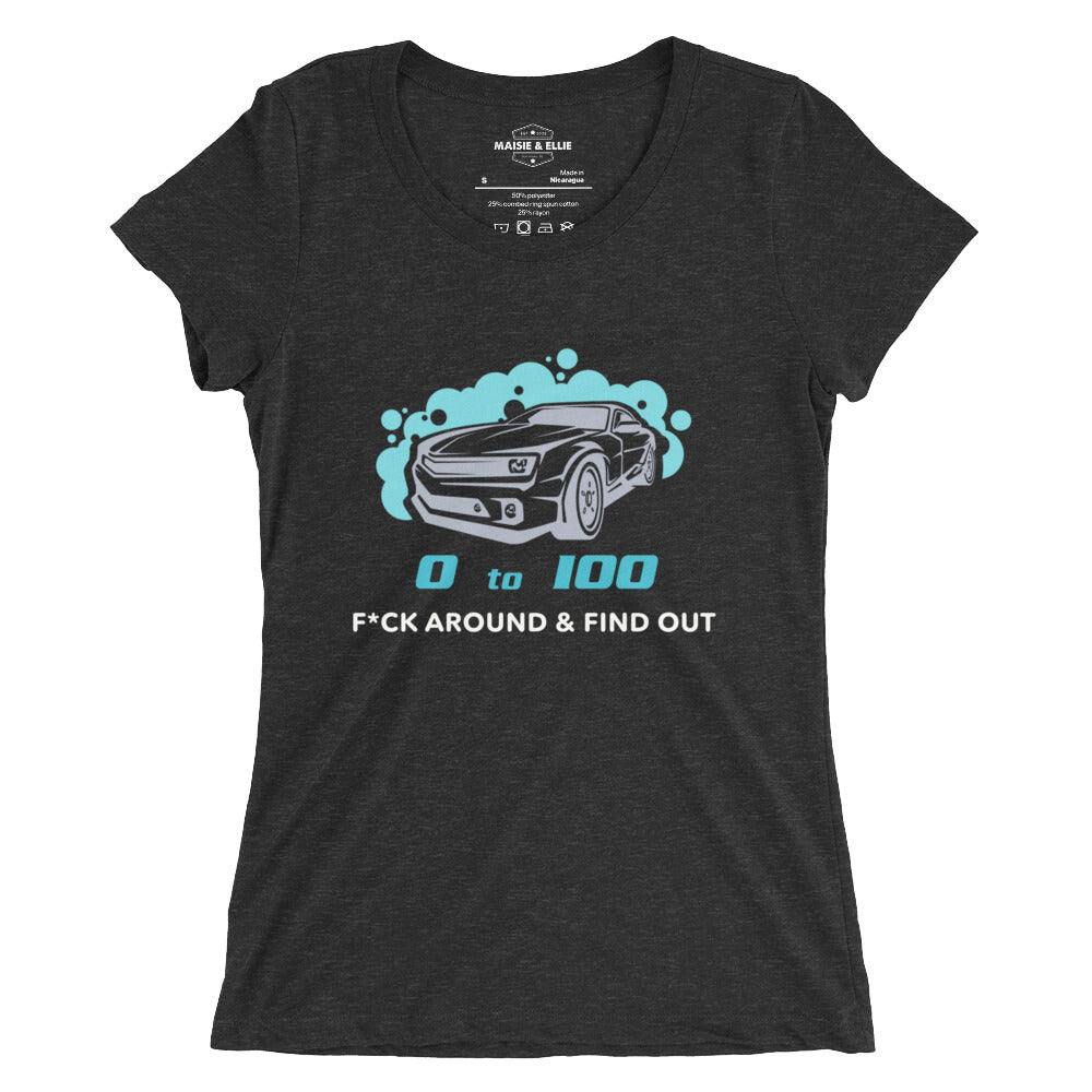 0 To 100 F*ck Around & Find Out LG Women's Tri-Blend Slim Fit T-Shirt